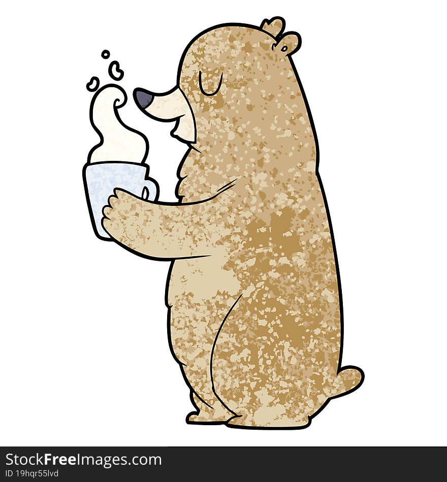 cartoon bear with hot drink. cartoon bear with hot drink