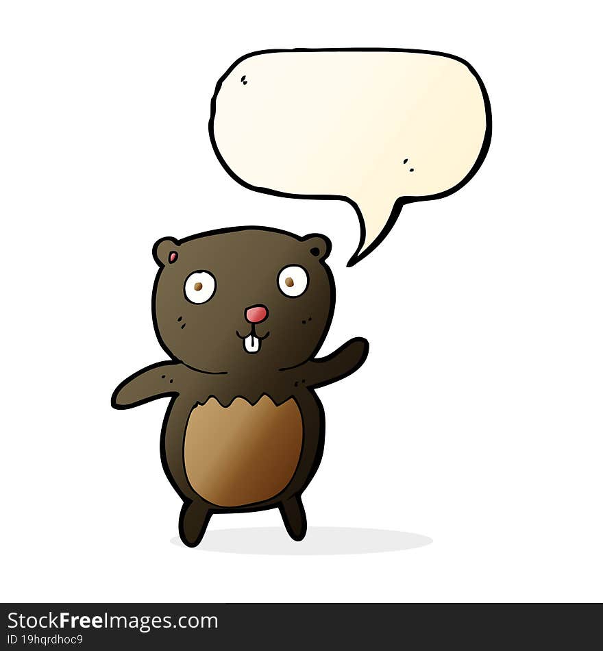 cartoon black bear cub with speech bubble