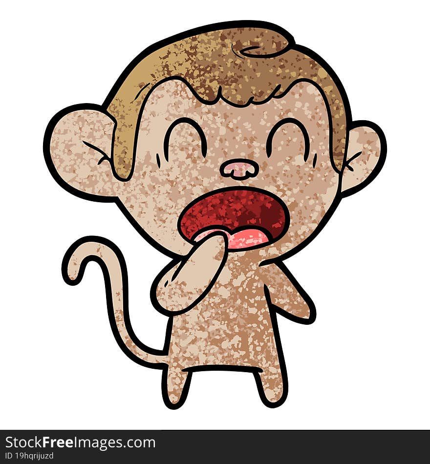 yawning cartoon monkey. yawning cartoon monkey