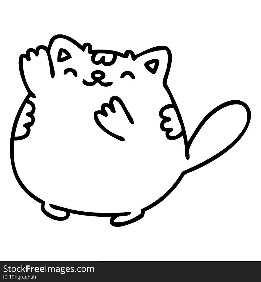 Cute Cartoon Cat Waving