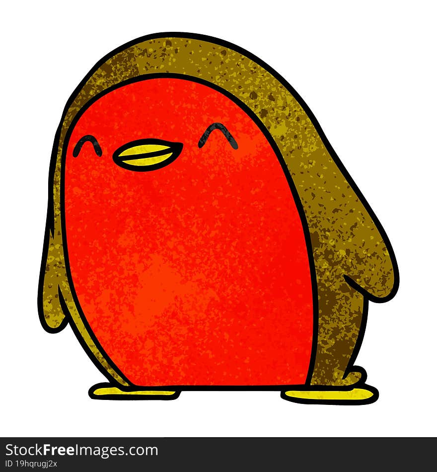 Textured Cartoon Cute Kawaii Red Robin