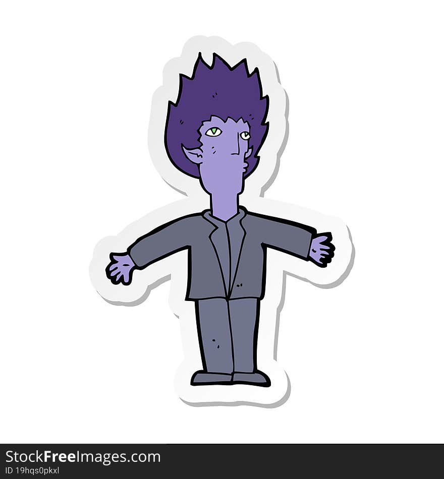 sticker of a cartoon vampire