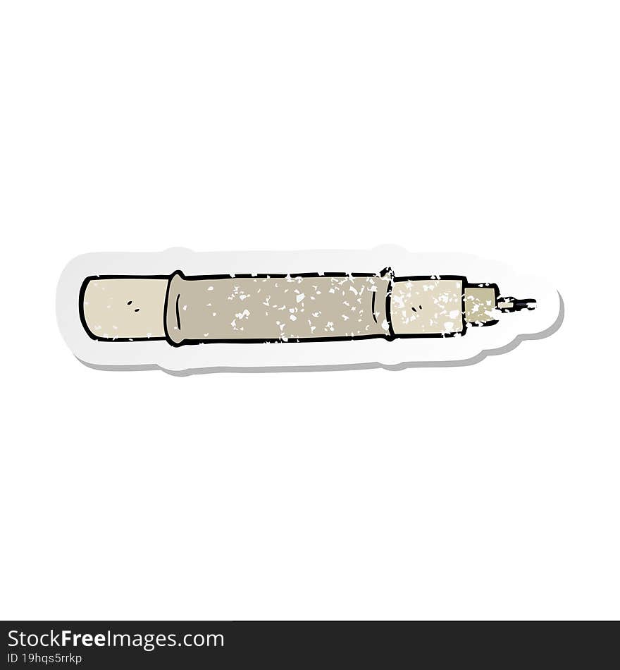 distressed sticker of a cartoon pen