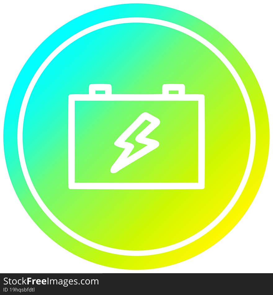 industrial battery circular in cold gradient spectrum