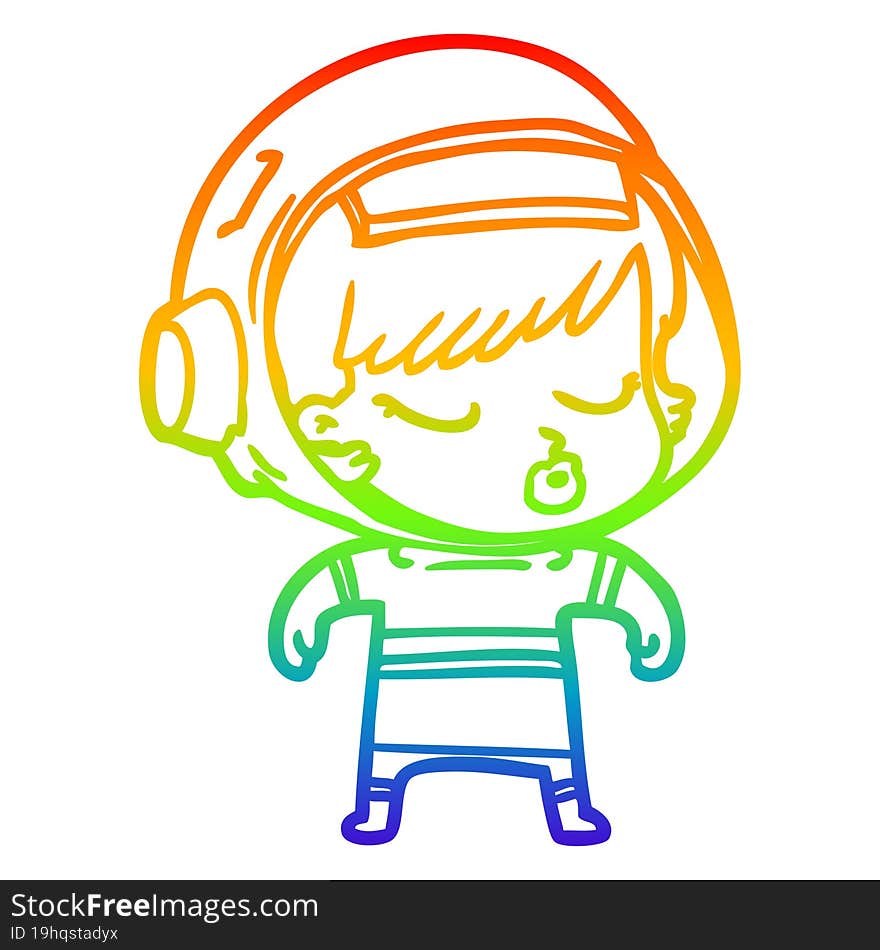 rainbow gradient line drawing cartoon pretty astronaut girl