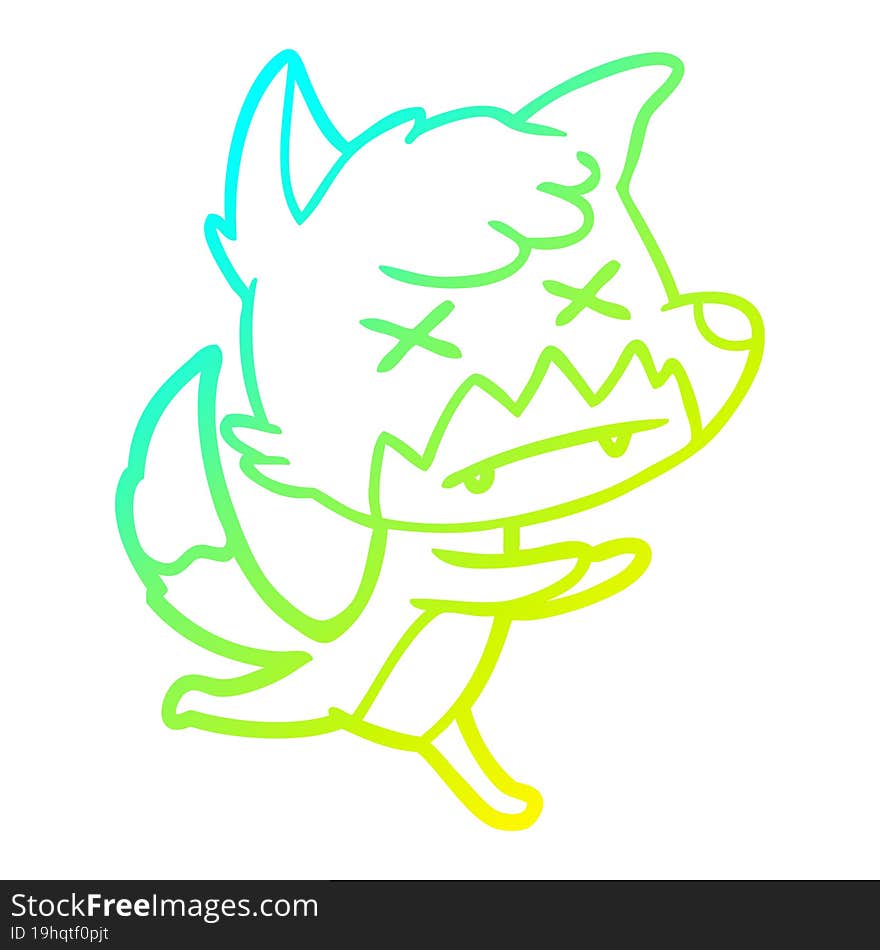 Cold Gradient Line Drawing Cartoon Dead Fox