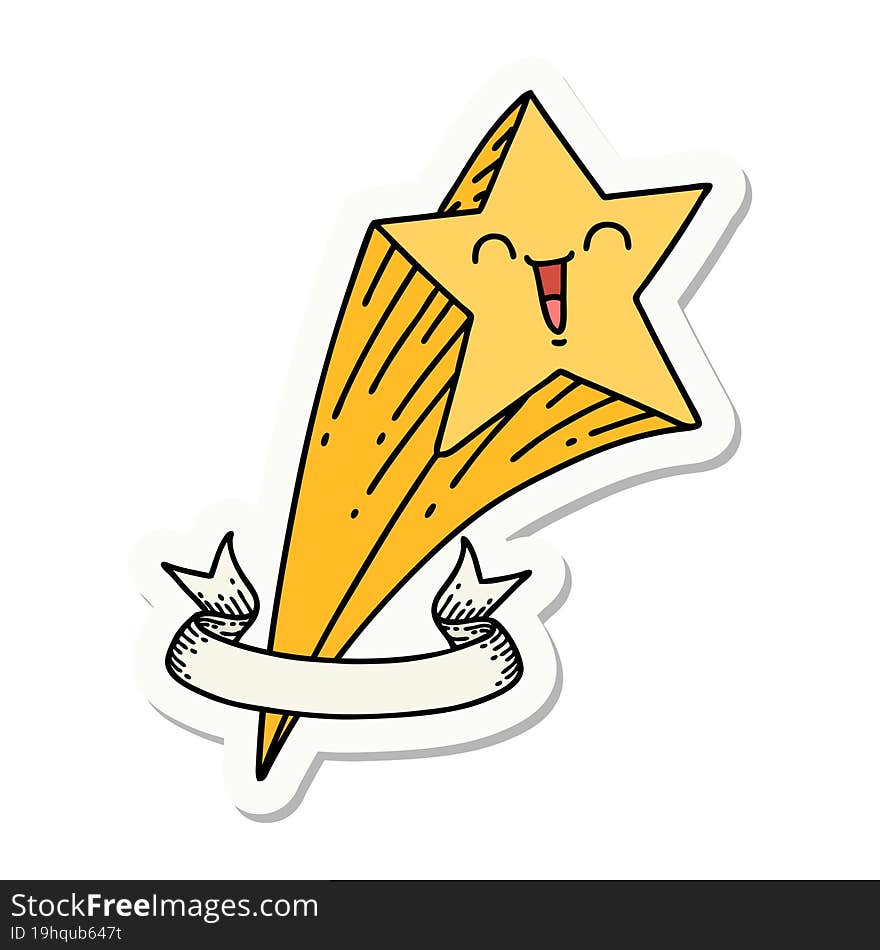 sticker of tattoo style shooting star