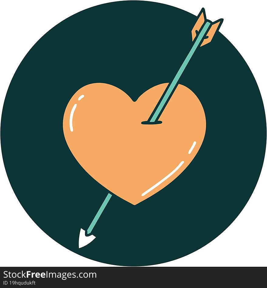 tattoo style icon of an arrow and heart