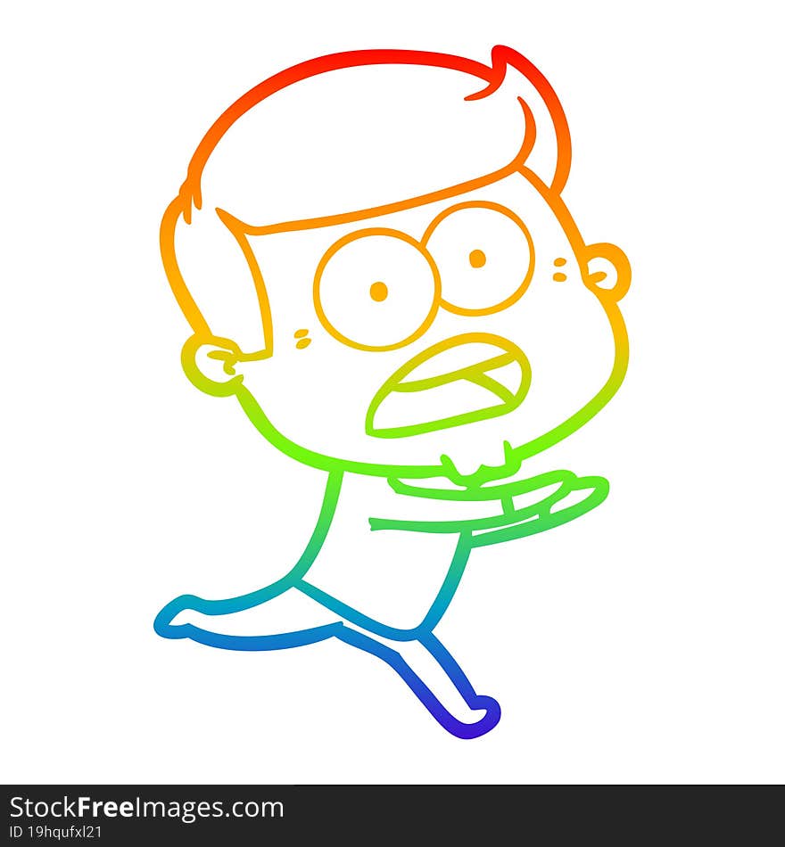 rainbow gradient line drawing of a cartoon shocked man