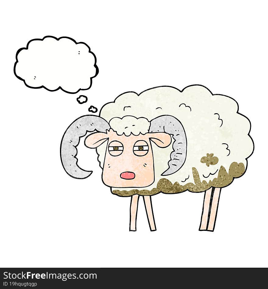 Thought Bubble Textured Cartoon Ram Covered In Mud