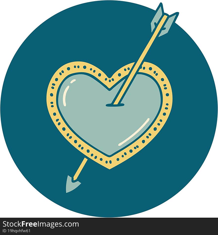 Tattoo Style Icon Of An Arrow And Heart