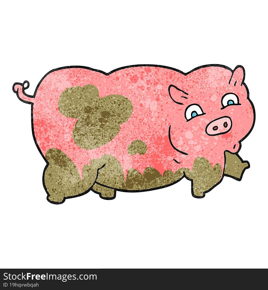 freehand textured cartoon pig