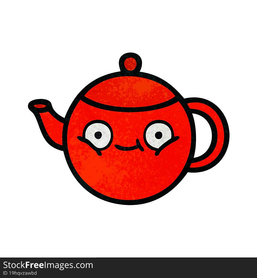 Retro Grunge Texture Cartoon Teapot