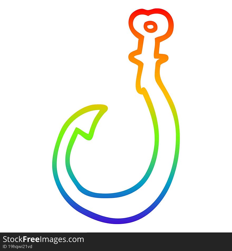 Rainbow Gradient Line Drawing Cartoon Hook