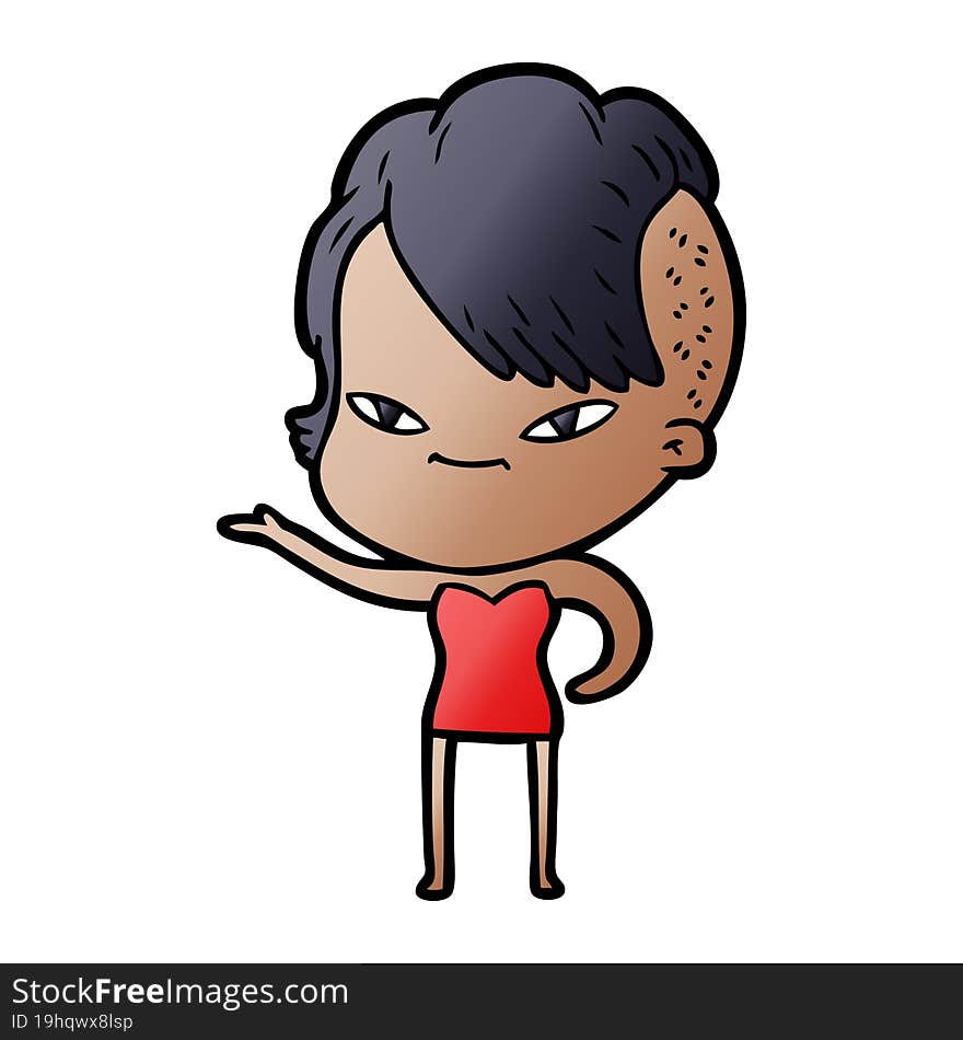 cute cartoon girl with hipster haircut. cute cartoon girl with hipster haircut