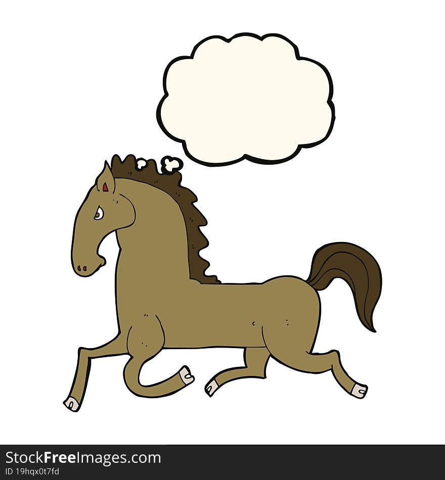 cartoon running horse with thought bubble