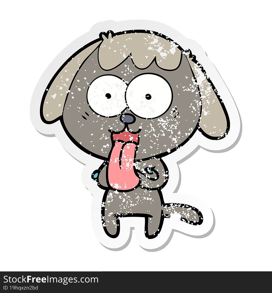 Distressed Sticker Of A Cute Cartoon Dog