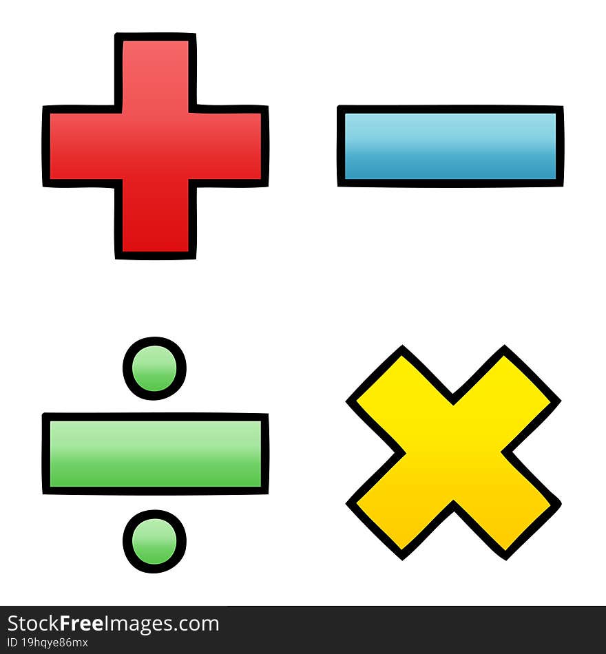 gradient shaded cartoon of a math symbols