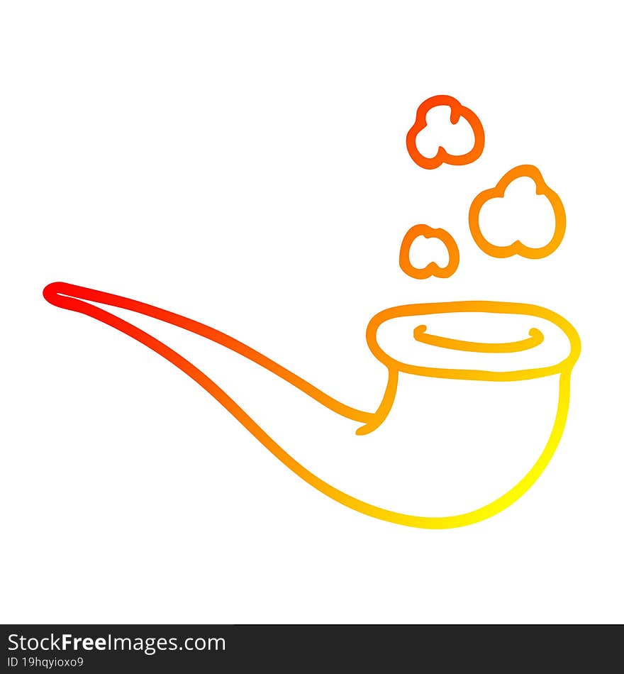 warm gradient line drawing cartoon smoking pipe