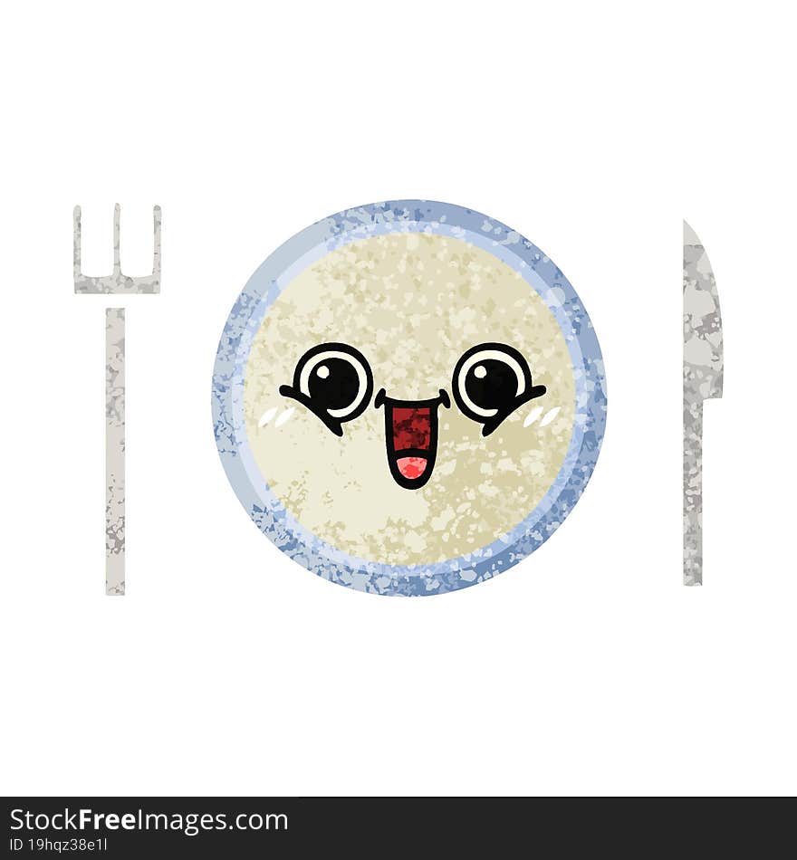 retro illustration style cartoon dinner plate