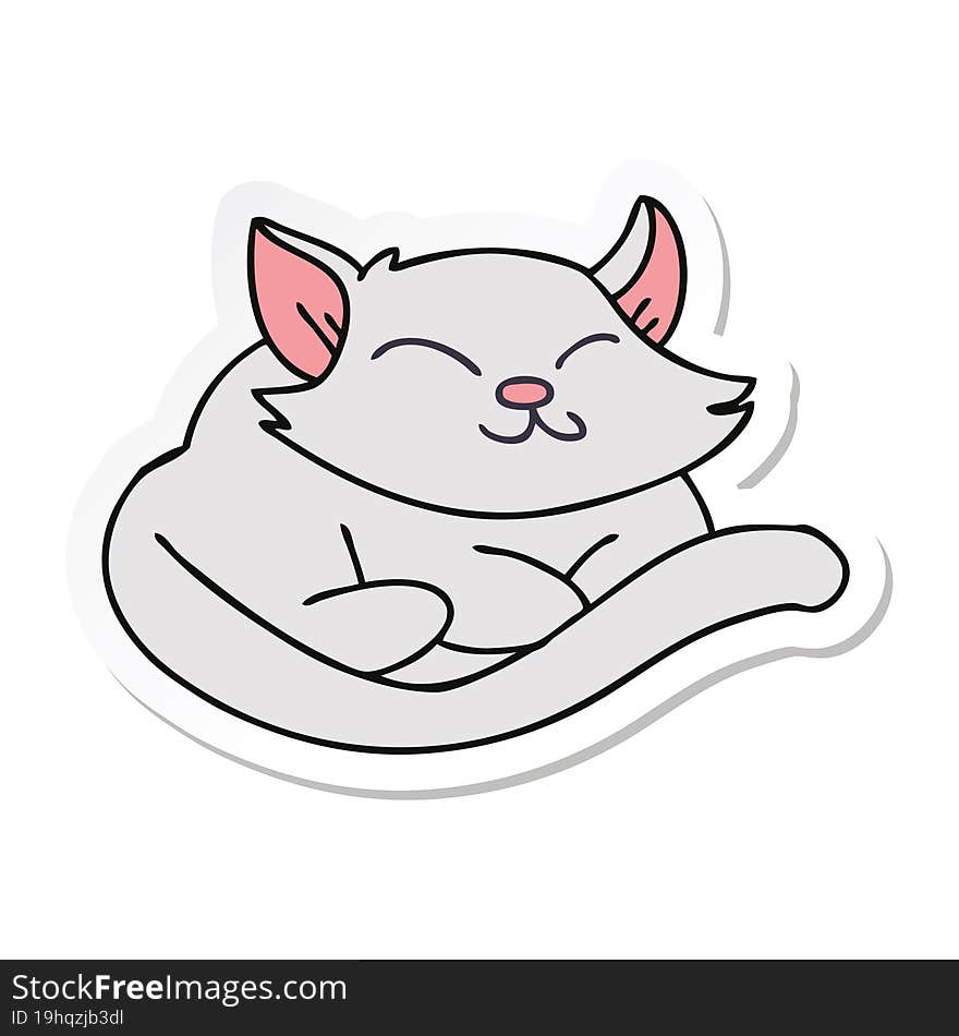 Sticker Of A Quirky Hand Drawn Cartoon Cat