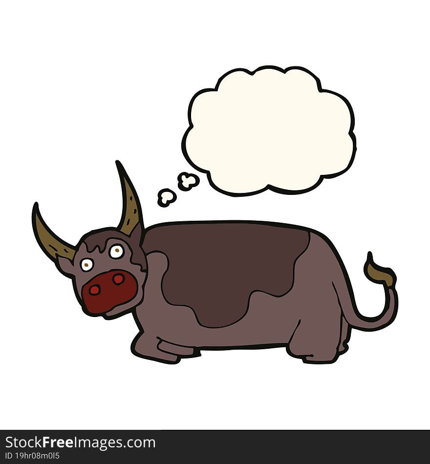 cartoon bull with thought bubble