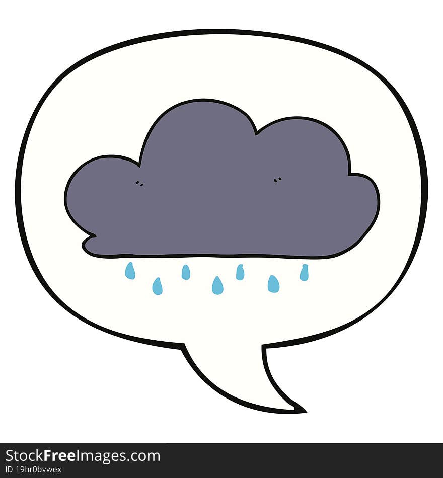 cartoon rain cloud and speech bubble