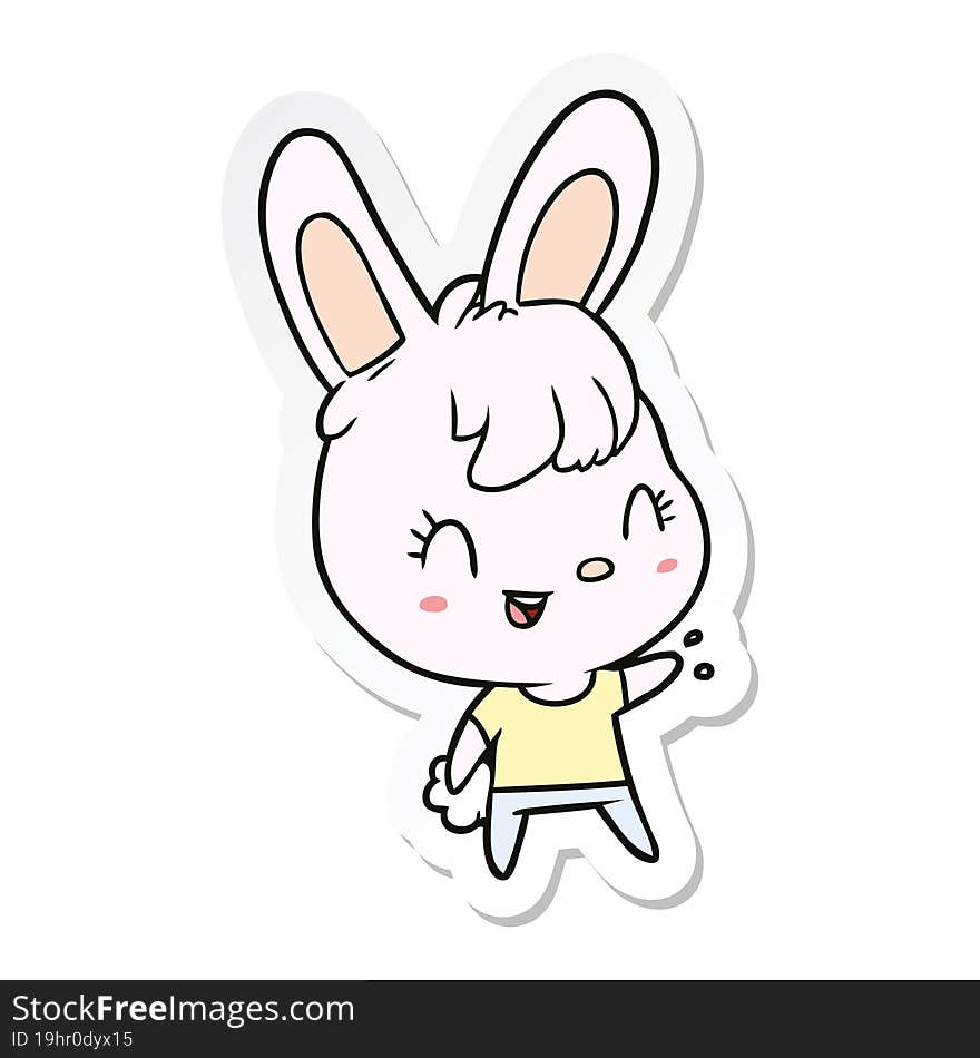 sticker of a cartoon rabbit