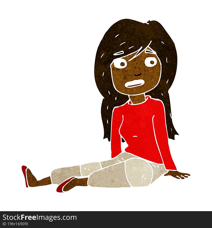 cartoon girl sitting on floor