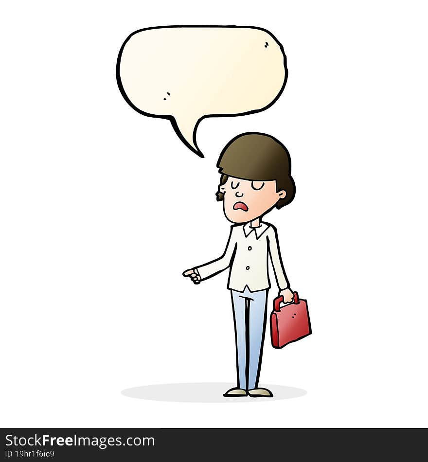 cartoon arrogant businessman pointing with speech bubble