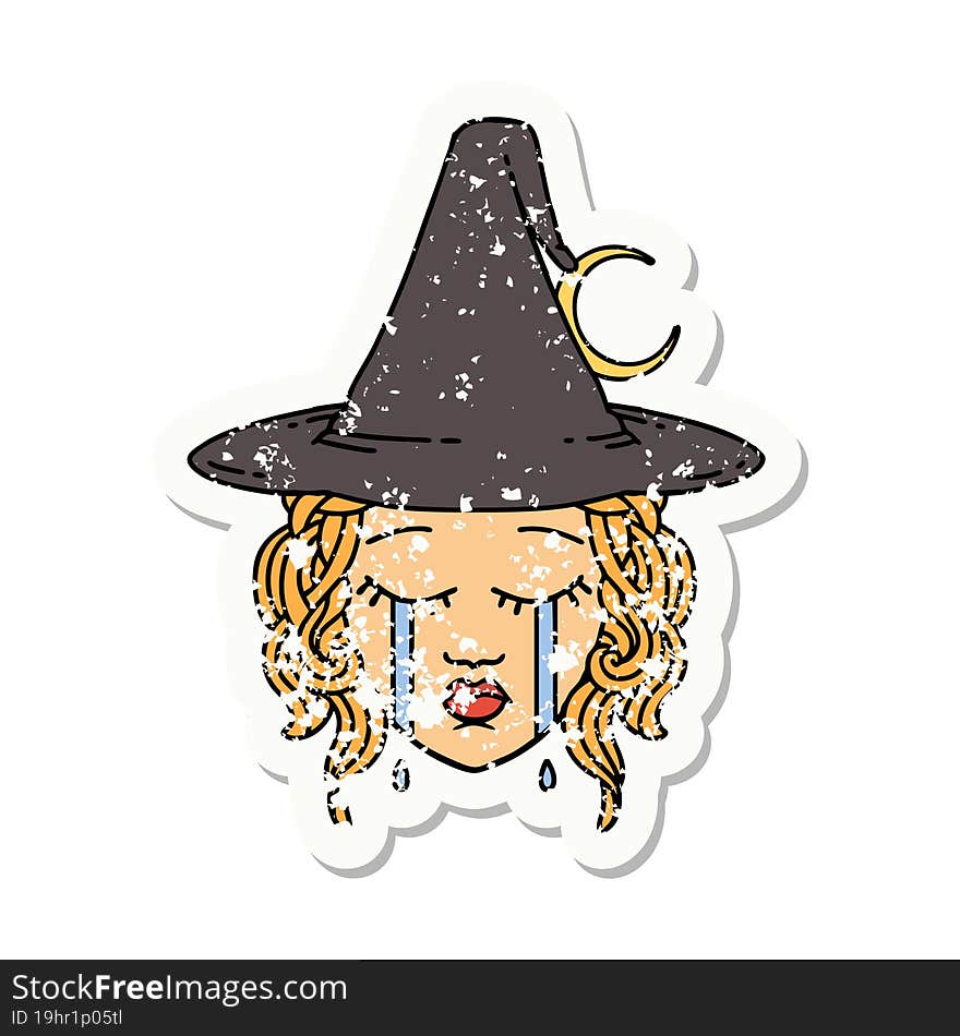 crying human witch character grunge sticker