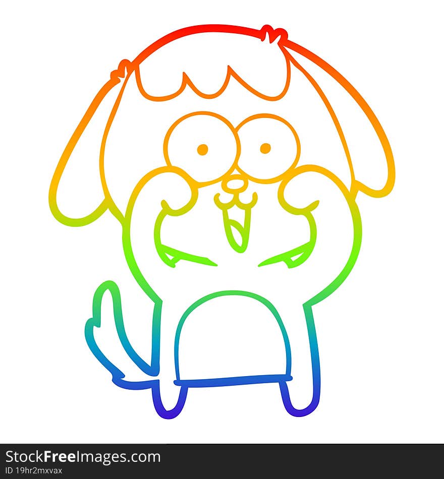 rainbow gradient line drawing of a cute cartoon dog