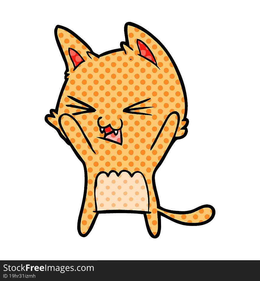 cartoon cat hissing. cartoon cat hissing