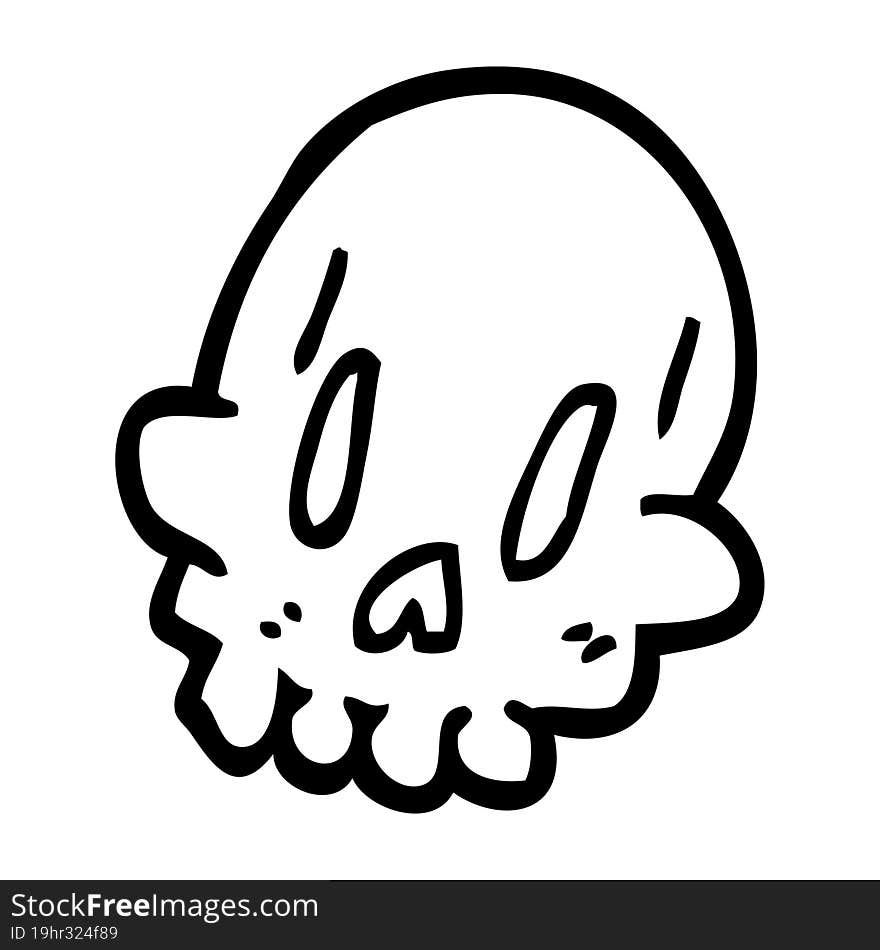 Line Drawing Cartoon Spooky Weird Skull