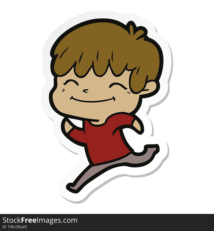 sticker of a cartoon happy boy