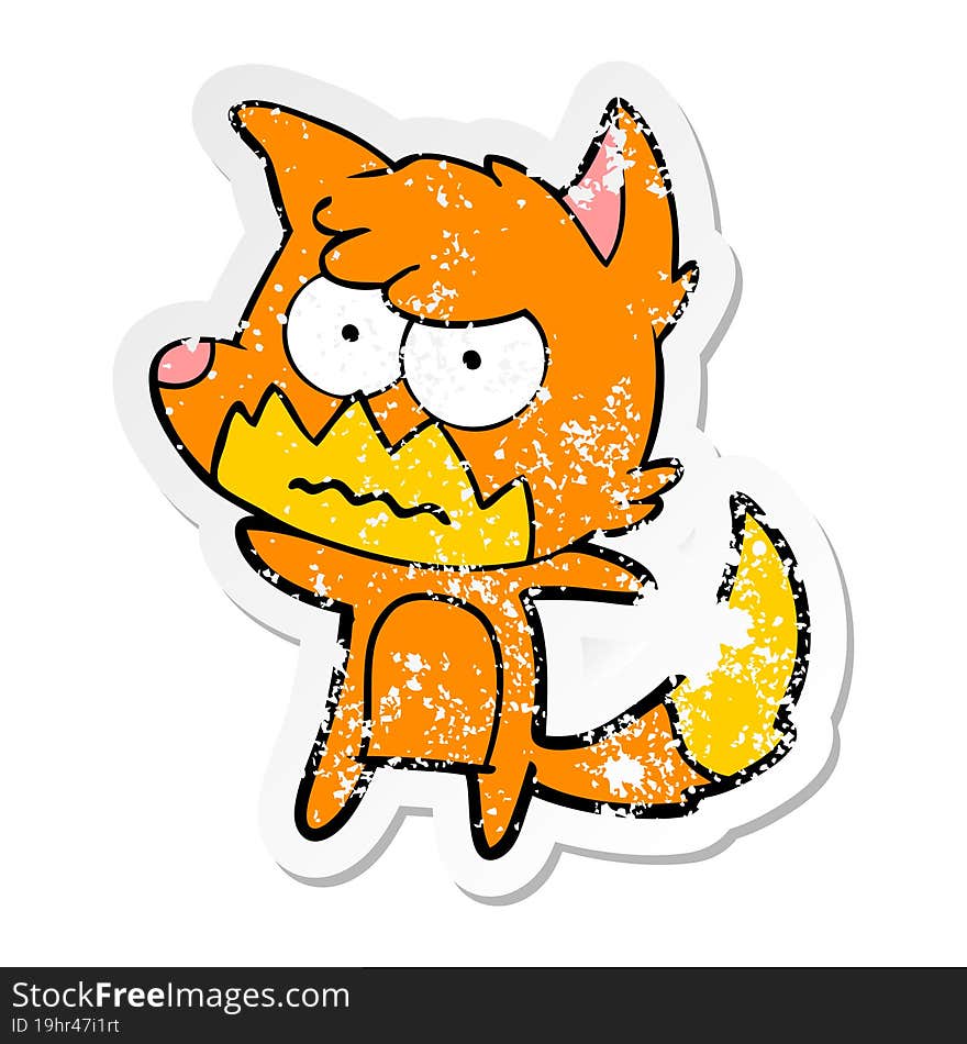 Distressed Sticker Of A Cartoon Annoyed Fox