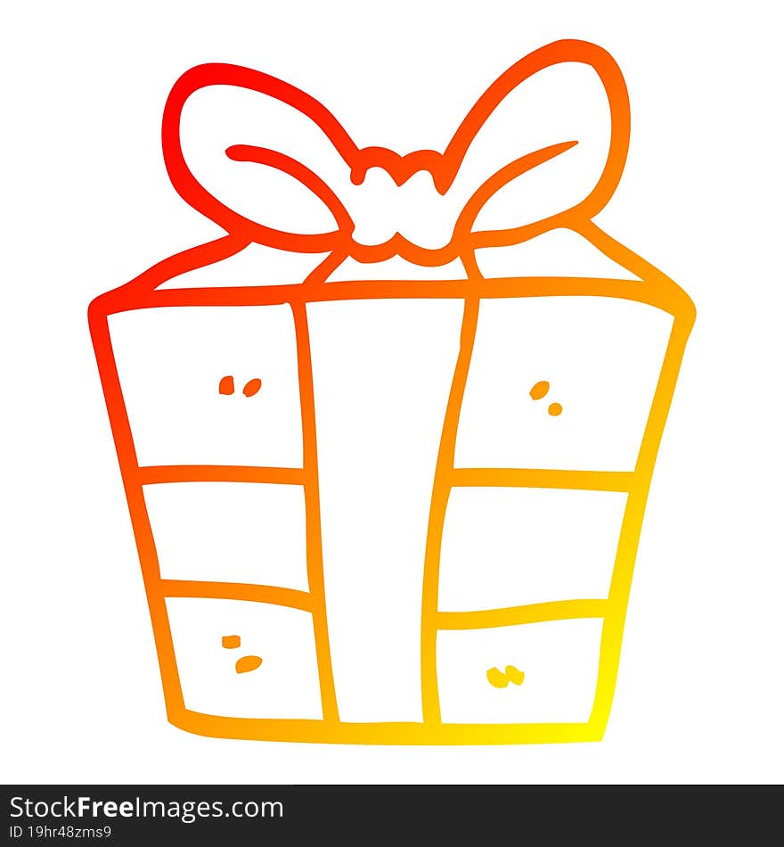 warm gradient line drawing of a cartoon present