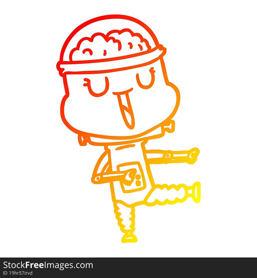 Warm Gradient Line Drawing Happy Cartoon Robot