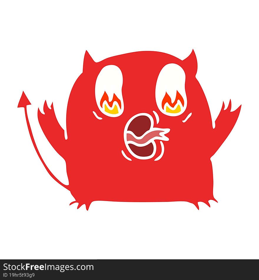 Cartoon Of Cute Kawaii Red Demon