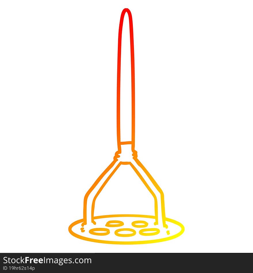 warm gradient line drawing of a cartoon potato masher