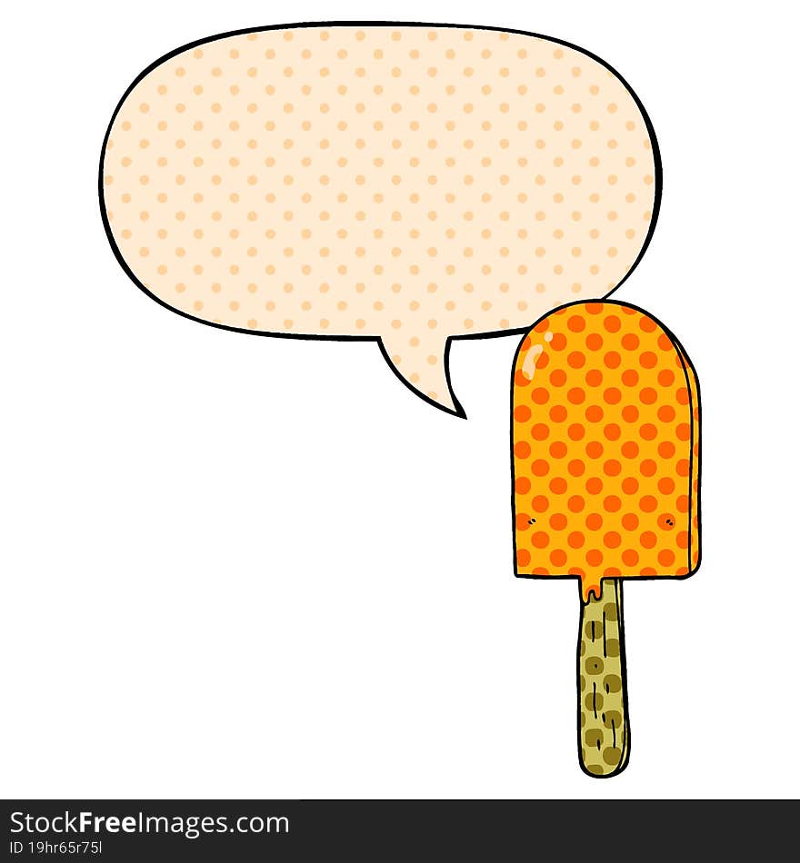 Cartoon Lollipop And Speech Bubble In Comic Book Style