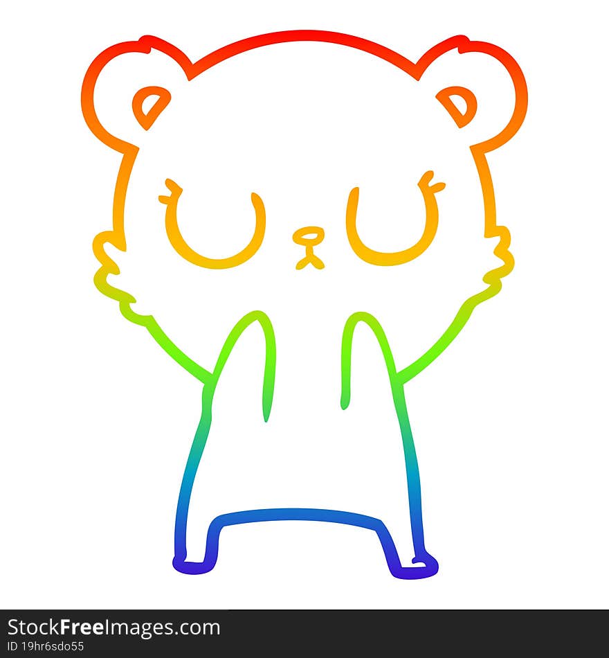 rainbow gradient line drawing peaceful cartoon polar bear