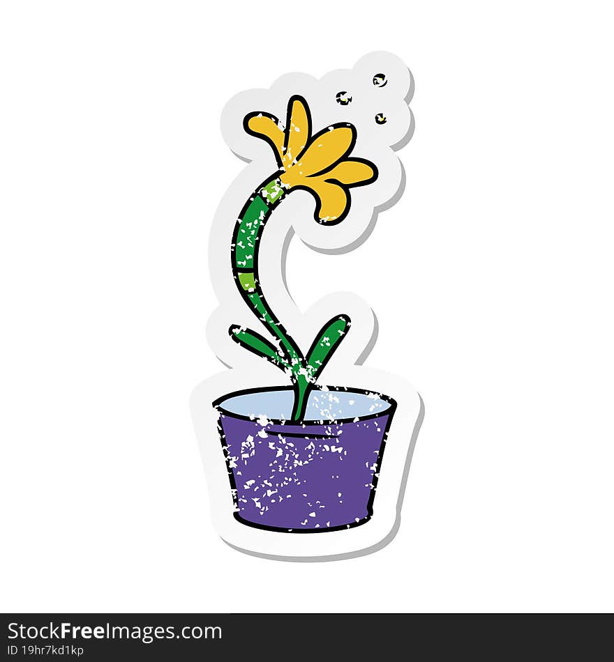 hand drawn distressed sticker cartoon doodle of a house plant