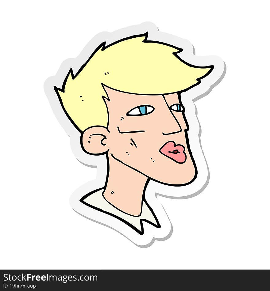 sticker of a cartoon male model guy