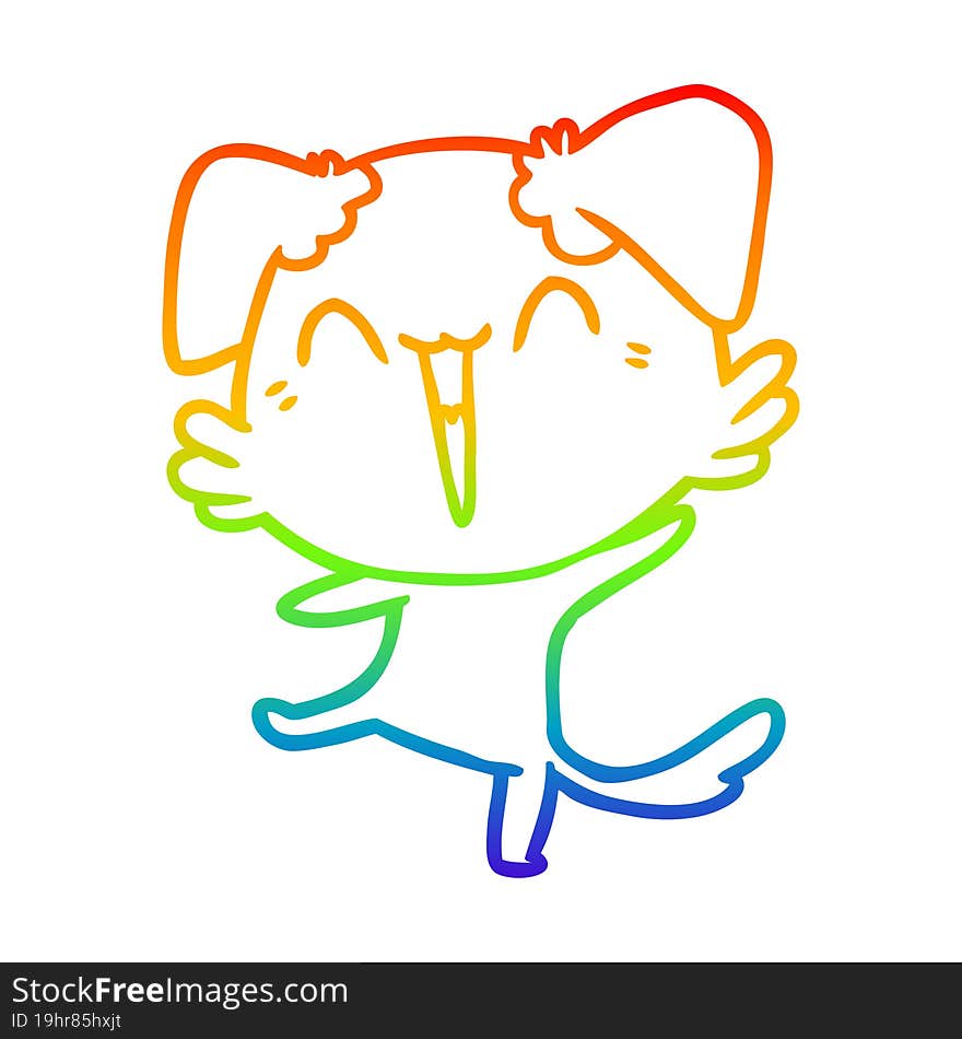 rainbow gradient line drawing happy little dog cartoon