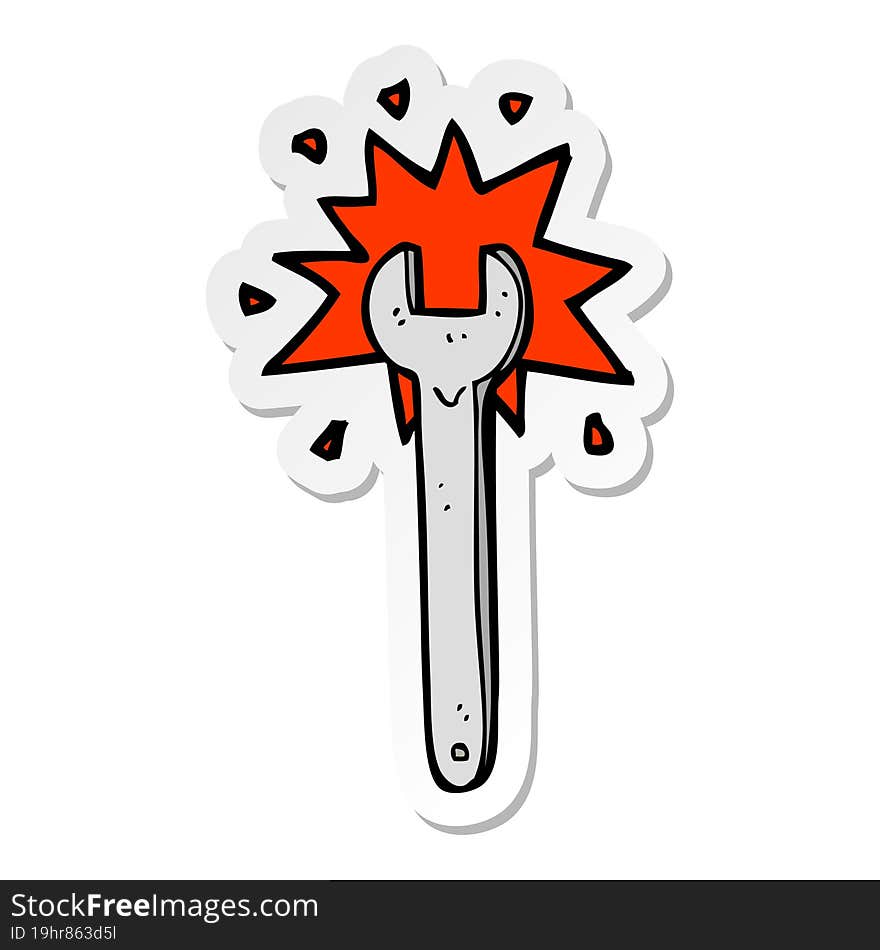 sticker of a cartoon spanner