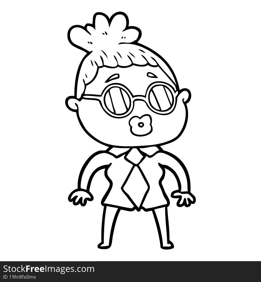 cartoon office woman wearing spectacles. cartoon office woman wearing spectacles