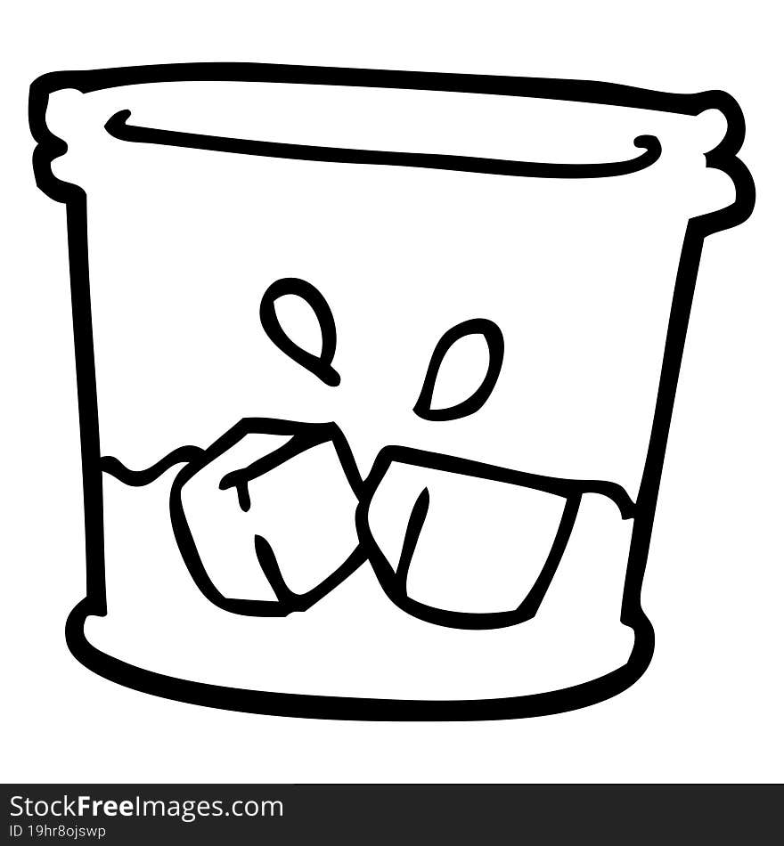 line drawing cartoon drink in glass tumbler