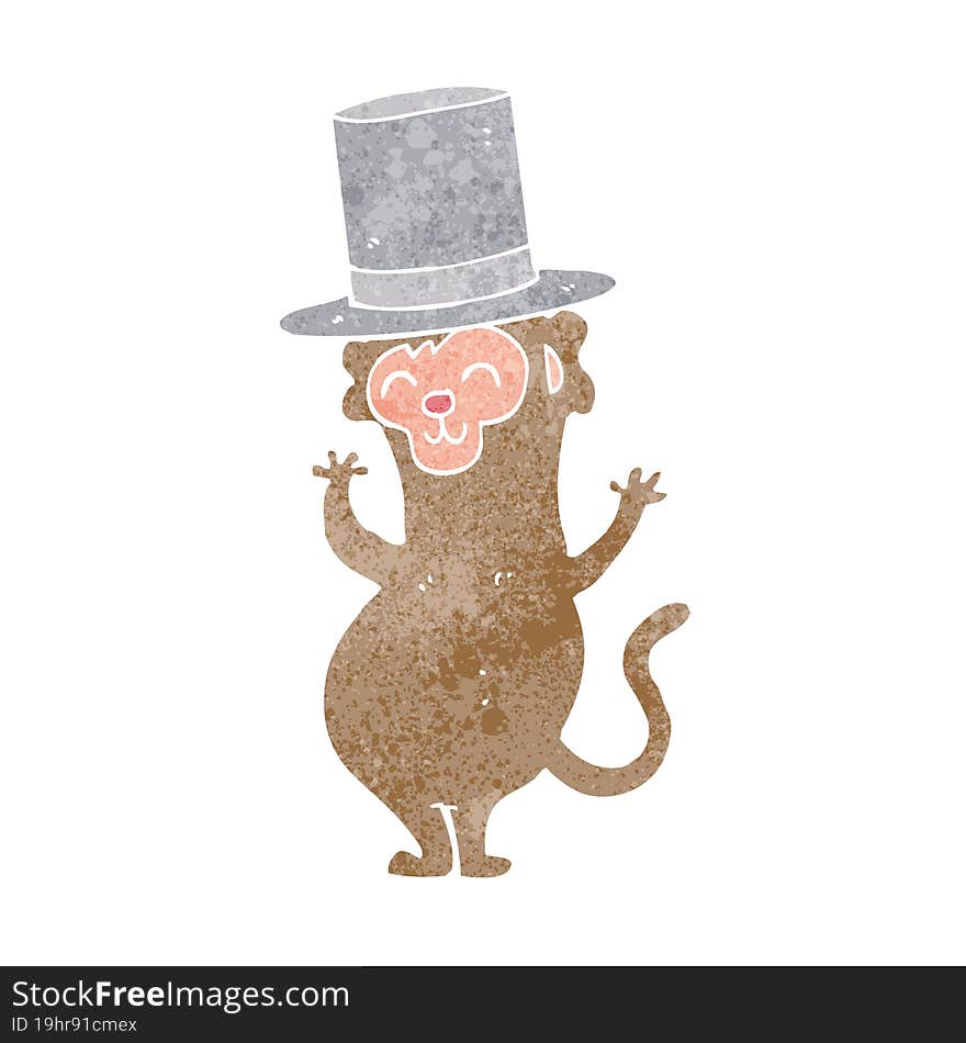 Cartoon Monkey Wearing Top Hat