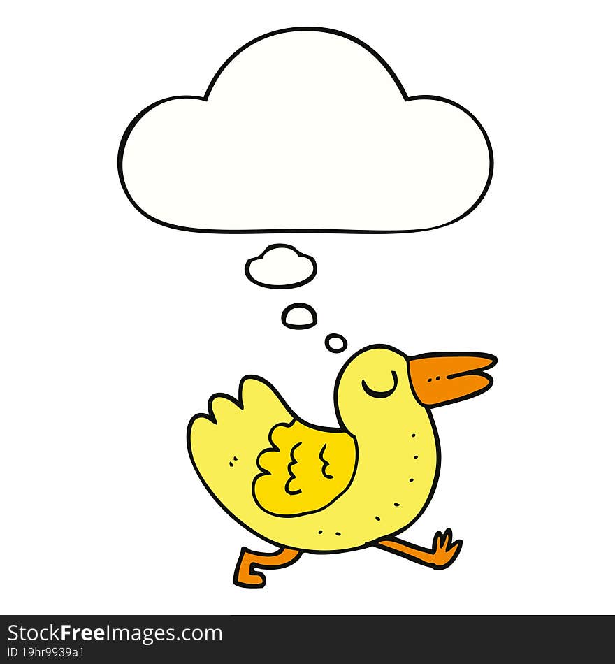 cartoon bird with thought bubble. cartoon bird with thought bubble